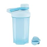 Poocar Shaker-Flasche, Fitnessbecher oder modische Sportflasche. BPA-frei, Shaker-Bälle, Pulver zum Lösen von 500 ml (blau)