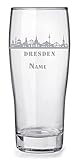 Bierglas mit Gravur und Name personalisiert, 0,3l - Motiv Stadt Dresden Skyline, tolles Geschenk