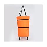 AONAON xiaojunjia Aufbewahrungstaschen Falten Einkaufen Pull Cart Trolley Tasche mit Rädern Verstellbare Taschen Wiederverwendbare Lebensmittelzubehör Organizer Gemüse Tasche (Color : Orange)