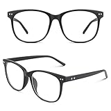 CGID CN81 Damen Herren Styler klassische Nerdbrille Streberbrille Pantobrille 80er Jahre Klarglas Fashion Oversized Nerd Geek Style, Matte Schwarz, 55