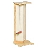 Pawhut Eck-Kratzbrett Katzenkratzbrett für Wand oder Ecken 62 cm Höhe Wandkratzbrett mit hängendem Spielzeug Sisal Kiefernholz N