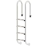 Zelsius V2A Edelstahl Poolleiter mit 4 Stufen | 50,2 x 36,5 x 183 cm - Silber | mit Rutschsicherung | Schwimmbadleiter für Pool und Schwimmbeck
