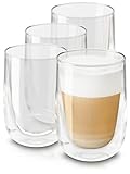 4x Doppelwandige Gläser Set - 350ml Thermogläser für Latte Macchiato - Spülmaschinenfest - Hält lange w