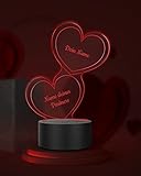 Personalisierte Herz-Leuchte mit Namensgravur | LED-Herz mit Namen und Farb-Lichtern als Geschenk-Idee | LED-Lampe mit Gravur| Deko Wohnzimmer | 7 Farben | Geschenk