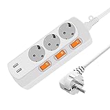 ZLYPSW Europäische Steckdose 16A 250V Steckdose 2USB-Anschluss 5V 2A 3AC EU-Buchsen individuelle switche 150cm /300cm Verlängerungskabel (Color : 300cm)