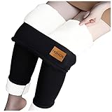 Thermoleggins Damen Lang Gefüttert High Waist Thermo Fleece Hose Winter Warme Jogginghose Dicke Lammwolle Thermohose Elastische Strumpfhosen Yogahosen Ski T