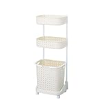 GHCXY Bewegliche Wagen, Haushalt Servierender Warenkorb Home 3 Ters Waschbare Korb Warenkorb Wagenwagen Auf Rädern, Kunststoffwäsche Waschsalon Für Schmutzige Kleidung Spielzeug/Weiß/45 * 35 * 109