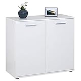 CARO-Möbel Kommode Chicago mit 2 Türen, Moderne Anrichte in weiß, Sideboard Mehrzweckschrank für W