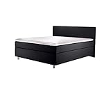 lifestyle4living Boxspringbett 140x200 grau anthrazit mit Kopfteil | Doppelbett mit Bonell-Federkern-Matratze, Härtegrad H2