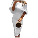 SSLLH Damen Abendkleider Lang Elegant Festlich Kleid Vintage Tunika Partykleider für Frauen Mode Schulterfrei Umgedrehte Schulter Ballkleid Hochzeitskleider Bleistiftkleid Mode Drucken Wickelk