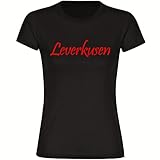 VIMAVERTRIEB® Damen T-Shirt Leverkusen - Schriftzug - Druck:rot - Shirt Frauen Fußball Fanshop Fanartikel - Größe:3XL schw