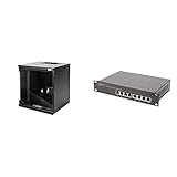 DIGITUS Netzwerk-Schrank 10-Zoll - 6HE - Wandmontage - 330x312x300mm - Traglast 30kg - Nutztiefe 250mm - Schwarz & Professional – 10' Gigabit Ethernet Switch –8-Port –1HE – 10 Zoll (254 mm) – Schw