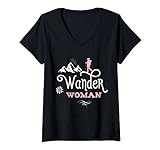 Damen Wander Woman Wandern Frauen Bergsteigen Spruch lustig Berg T-Shirt mit V