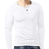 QWERD Herren Langarm Henley Shirts Regular Fit Basic Einfarbige T-Shirt mit Knöpfen Herren Lange Ärmel Henley T-Shirt Beiläufig V-Ausschnitt Unterhemden Baumwolle Single Taste Knopfleiste H