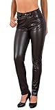 ESRA Damen Lederhose Kunstlederhose Damen Hose in Leder Optik bis Übergrösse J295