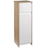 kleankin Badschrank Badkommode Badezimmerschrank Badregal Standschrank mit 2-stufigen Schrank und 1 Schublade Umschlagdesign platzsparend MDF Naturholz+Weiß 32,6 x 30 x 90