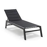 blumfeldt Renazzo Lounge Liegestuhl - Grey Edition, Sonnenliege, Gartenliege, 186 x 56 cm Liegefläche, höhenverstellbare Rückenlehne, Wasserabweisende und gepolstert, ComfortMesh,