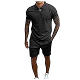 Herrenhemden Kurzarm BüGelfrei T-Shirt Stehkragen Shorts Modern Dickes Hemd Regular Fit Hemden Zweiteiliger Anzug Oberteile In GroßEn GrößEn Herren Stehkragenhemd +Short lauschig