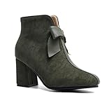 Damen Martin kurze Stiefel Herbst und Winter eng anliegend Schleife seitlicher Reißverschluss Dicker High Heel Damen All-Match-S
