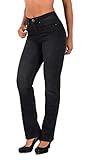 ESRA Damen Straight Fit Jeans Hose Damen Jeanshose gerader Schnitt bis Übergröße G500