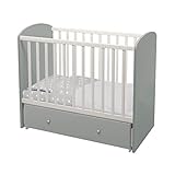 Polini Baby/Kinderbett Sky 745 Gitterbett m. Schaukelfunktion 120x60cm Weiß-G