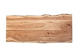 SAM Tischplatte 140x60 cm Curt, Holzplatte aus Akazienholz massiv + naturfarben + lackiert, Baumkanten-Platte für Heimwerker, geeignet für Arbeitsplatten, Tische & Fensterb