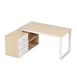 Computer-Klapptisch L-Form-Computer-Schreibtisch mit 3 Schublade,Gaming-Schreibtisch,der stabile Schreibtisch,Laptop-Studientisch-Workstation Home Büromöbel schreiben Computertisch für wenig