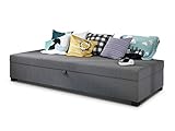 Einzelbett Misti - Sofa mit Bettkasten, Schlafsofa, Bettsofa, Farbauswahl, Bettgestell, Komfortbett, Bett für Jugendzimmer, Schlafmöbel (Grau (Lux 05))