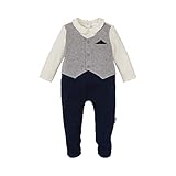 Bornino Strampler-Anzug schwarz grau mit Einstecktuch/Overall/Gentleman/Smoking für Babys-Neugeborene-Mädchen-Jung