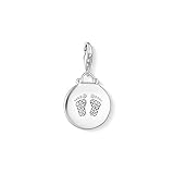 Thomas Sabo Damen Charm-Anhänger Coin Baby Fußabdruck Charm Club 925 Sterling Silber 1692-051-14