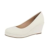 Elara Damen Pumps Keilabsatz Schuhe mit Plateau Chunkyrayan P B8011 Weiss-39