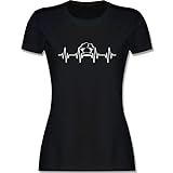 Küche - Herzschlag Kochmütze weiß - L - Schwarz - T-Shirt - L191 - Tailliertes Tshirt für Damen und Frauen T-S