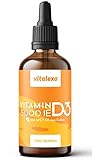 Vitamin D3 Tropfen - 5.000 I.E. je Tropfen - Laborgeprüft - Hochdosiert - 1700 Tropfen pro Flasche (50 ml) - Hohe Bioverfügbarkeit - MCT-Öl aus Kokos - ohne Z