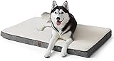 EHEYCIGA Hundebett Hundekissen Beige L 88x58x7cm flauschig orthopädisch waschbar Grosse, mittelgroße, kleine Hunde Dog Bed Dicke Füllung Memoryschaum eierförmig waschbar H