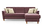 CAVADORE Ecksofa Palera / Federkern-Sofa in L-Form im Landhausstil / 244 x 89 x 163 / Chenille-Bezug, Dunk