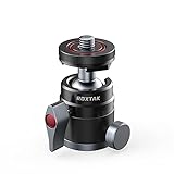 ROXTAK stativkopf Mini kugelkopf, Panorama 360 ° Rotatable Tripod Ball Head mit 1/4 Thread Cold Shoe Adapter für DSLR Kamera,LED Light, Aufhelllicht,Monitor,Kamera (Black)