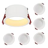 ZMH 5er LED Einbauleuchten Einbaustrahler Badezimmer -3000K Warmweiß Badlampe Decke Einbauspots 5W LED Spots Bad Lampen IP44 Beleuchtung für Feuchtraum Wohnzimmer Küche Flur Büro E