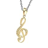 MXJMSD Minimalist Halskette Edelstahl Schmuck, Titan Stahl Paar Musik Symbol Anhänger Gute Wahl Als Geschenk: Geburtstag, Valentinstag, Hochzeiten, Party, Weihnachten Für Männer D