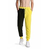 KIMODO Jogginghose Trainingshose Freizeithose Herren Atmungsaktiv Farbabstimmung Sweatpants Sporthose Fitness Slim Fit Hose Streetwear Laufenhose mit Kordelzug Taschen (A-Gelb, S)