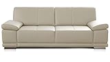 CAVADORE 2,5-Sitzer Sofa Corianne / Kleine Echtleder-Couch im modernen Design / Mit Armteilverstellung / 192 x 80 x 99 / Echtleder weiß
