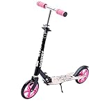 Arebos Tretroller Scooter | | Tragegurt & Seitenständer | Cityroller Scooter, 200mm Räder, klappbar | Kickscooter für Erwachsene und Kinder | Höhenverstellbar |Tritt-Bremse | max. 100 kg