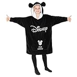 Disney Oversized Hoodie Mädchen, Minnie Mickey Mouse Pullover Mädchen, Blanket Hoodie Decke (Schwarz)