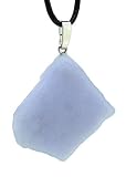 budawi® - blauer Chalcedon Rohstein Anhänger Kettenanhänger 925er Silberö