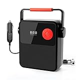 XQLSRJ Gummireifen-Luftkompressor, 12V Luftpumpe Mit Digitalanzeige, Luftpumpe Mit LED Beleuchtung for Auto-Fahrrad-Reifen (Color : A, Size : 160 * 65 * 204mm)