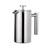 Cxssxling Kaffeekanne aus Edelstahl French Press 1L Doppelwandige Isolierte Thermo Kaffeebereiter Kaffeemaschine Multifunktions Teekanne Handkaffeemaschine Filterbecher Espressopresse Wasserk