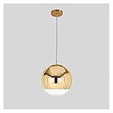 DONGMAISM Leuchter Nordic Glasspiegel-Kugel-Leuchter-Beleuchtung Gold Silber Glaskugel-Lampen Küche Wohnzimmer Schlafzimmer Glanz Glaslüster (Lampshade Color : Gold Color, Wattage : Dia15cm)