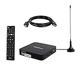 Vanatge VT-96 DVB-T2 Receiver inkl. 3 Monate gratis Freenet TV (Private Sender in HD), IR-Sensor, PVR Ready, Full-HD, HDMI, Mediaplayer, USB 2.0, 12V tauglich, 2m HDMI Kabel und DVB-T2