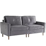 Auto parts 3 Sitzer Sofa, Couch für Wohnzimmer, Bezug aus Samt, Polstersofa Stoffsofa Bettsofa, Polstermöbel für kleine Wohnungen, Gestell und Beine aus Massivholz, modernes Design 194 * 76 * 90,Grey