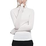 CHOSERL Damen Base Pullover Langarm Modal Rollkragen Tops Weich Dehnbar Slim Fitted Base Layer Shirts, weiß, X-Larg