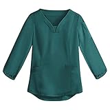 Graceyo Pflege Kasack Damen Einfarbig Kurzarm V-Ausschnitt Schlupfhemd Berufskleidung Schlupfkasack T-Shirt mit Taschen Atmungsaktiv Pflegeuniform Krankenpfleger Uniformen Nurse Kasack